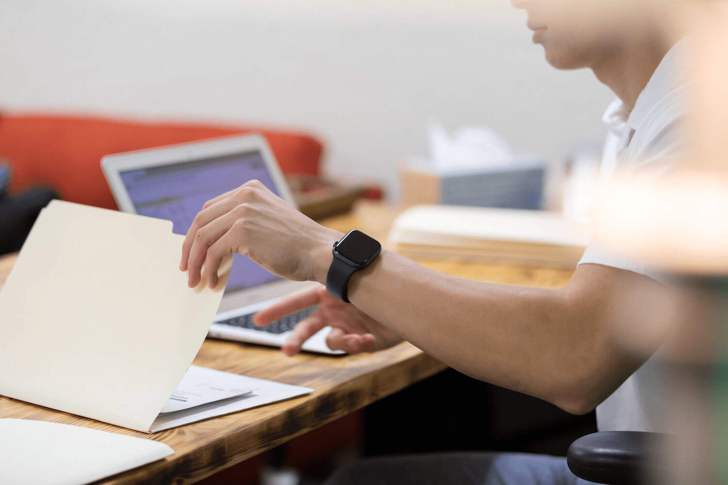 Desk with folder